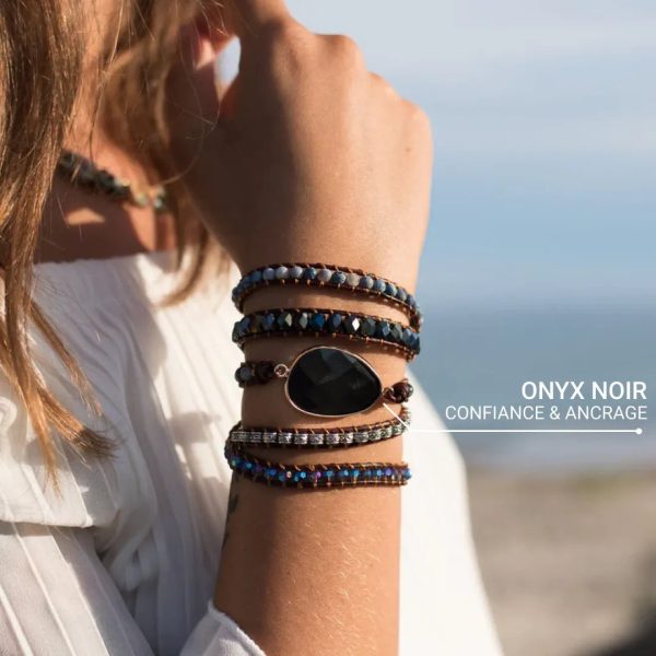 Bracelet Wrap "Ancrage & Sécurité" en Onyx – Image 2