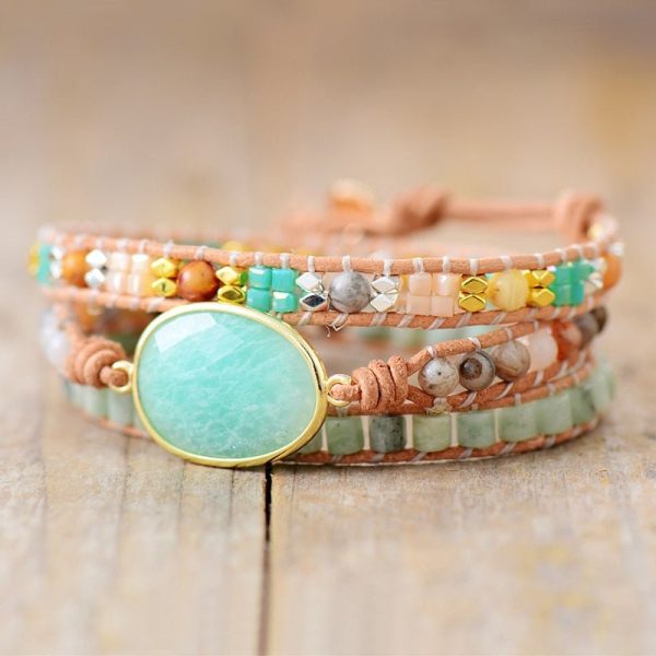 Bracelet Wrap "Douceur & Apaisement" en Amazonite – Image 4