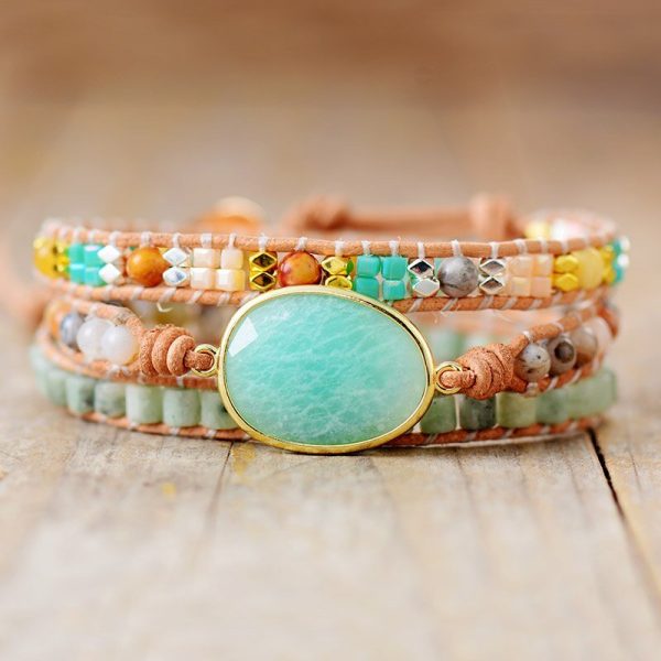 Bracelet Wrap "Douceur & Apaisement" en Amazonite