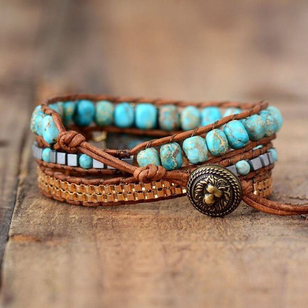 Bracelet Wrap "Énergie Apaisante" en Turquoise – Image 4