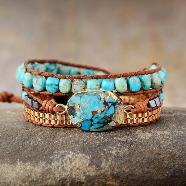 Bracelet Wrap "Énergie Apaisante" en Turquoise