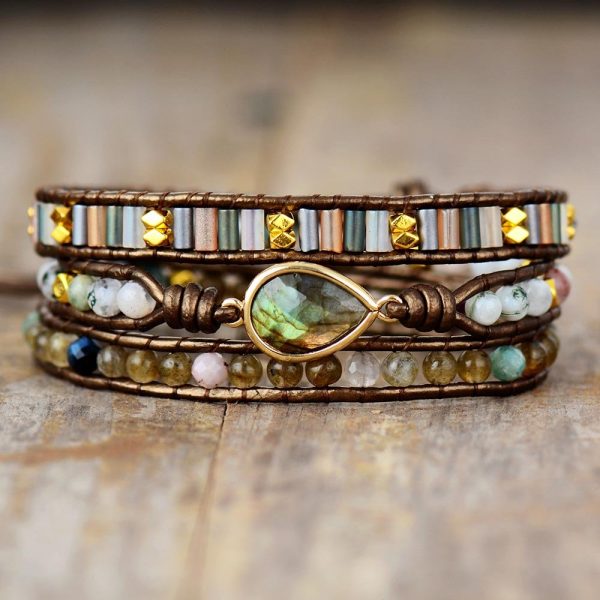 Bracelet Wrap "Protection" en Labradorite