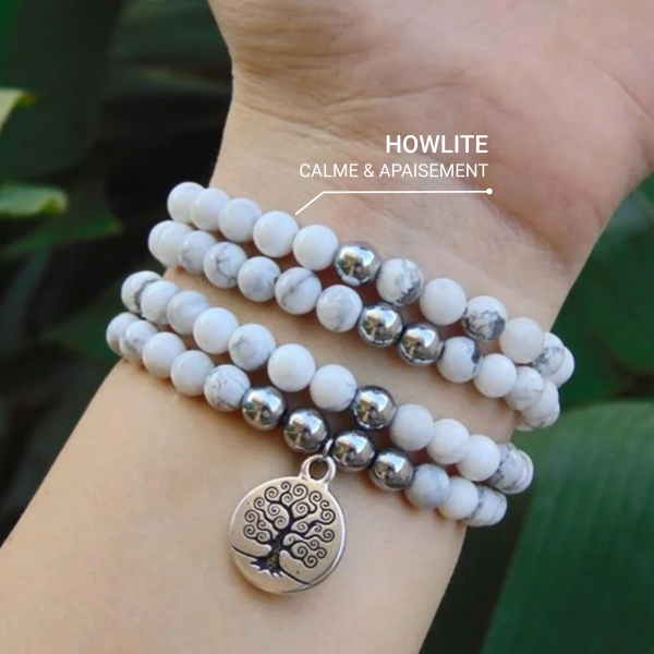 Bracelet Mala "Bien-être Féminin" en Howlite – Image 2