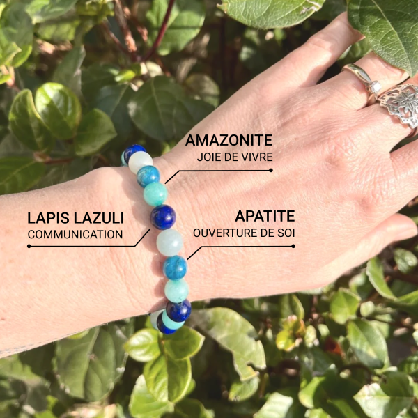 Bracelet "Océan" en Amazonite, Lapis Lazuli, Aigue-Marine & Apatite – Image 2