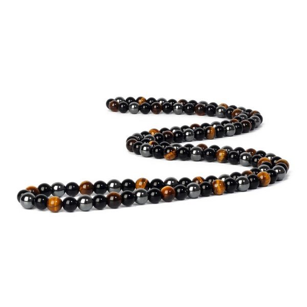 Collier "3 Protections" en Hématite, Obsidienne & Oeil de Tigre – Image 3