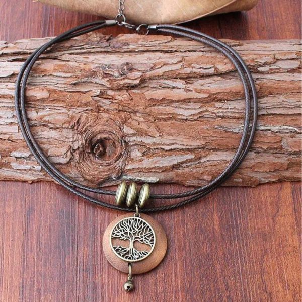 Collier "Arbre de Vie Sacré" en Bois Naturel – Image 3