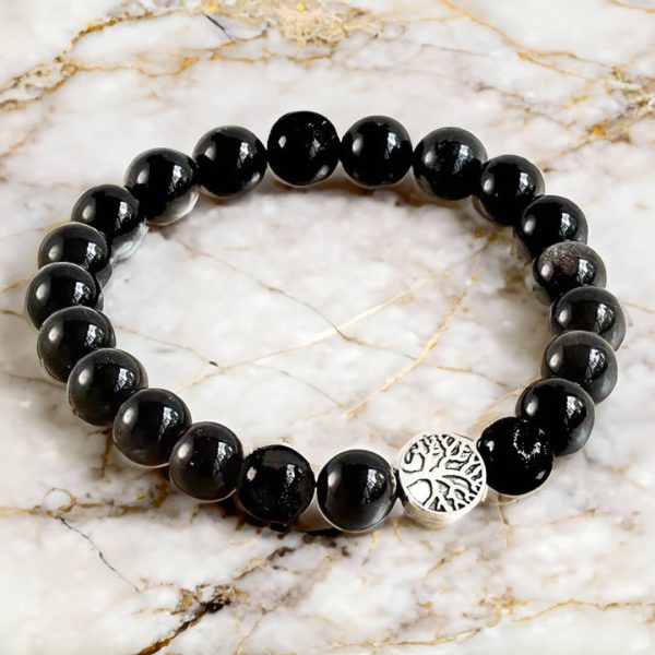 Bracelet "Ancrage Protecteur" en Obsidienne Noire