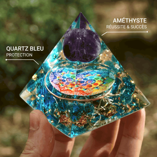 Orgonite "Abondance & Protection" en Améthyste & Quartz Bleu – Image 2