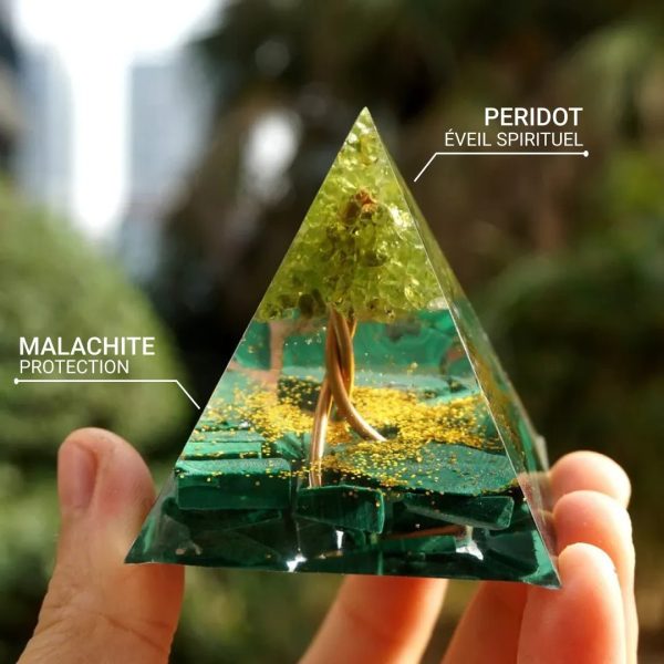 Orgonite "Arbre de Vie Renaissant" en Péridot & Malachite – Image 2