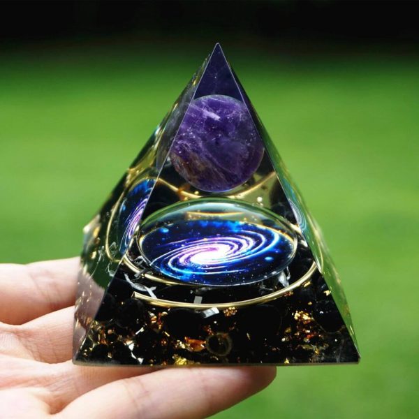 Orgonite "Galaxie" en Améthyste & Obsidienne Noire