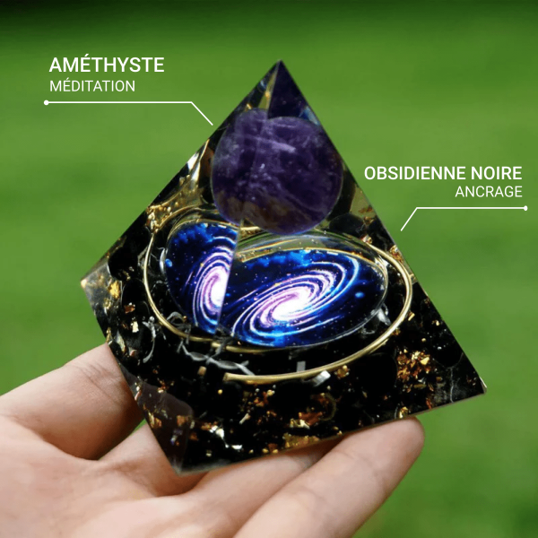 Orgonite "Galaxie" en Améthyste & Obsidienne Noire – Image 2