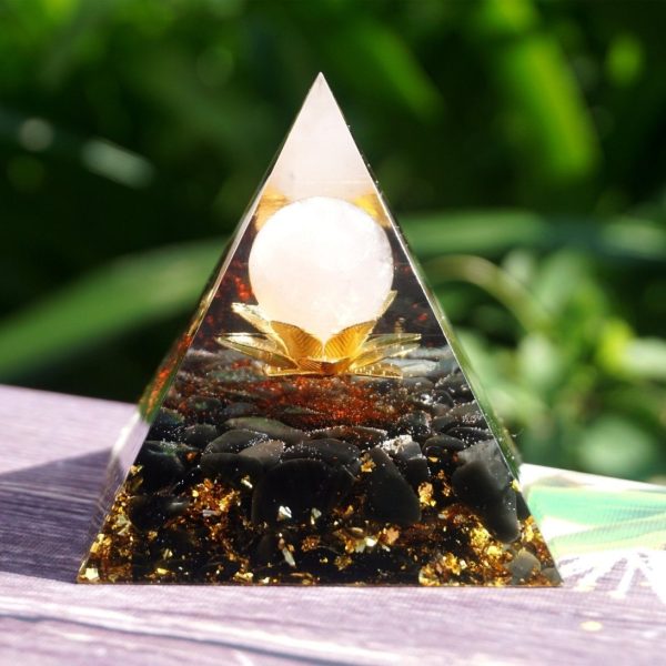 Orgonite "Lotus Divin" en  Obsidienne & Quartz Rose