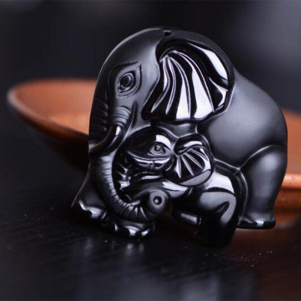 Pendentif "Éléphant" en Obsidienne Noire – Image 5