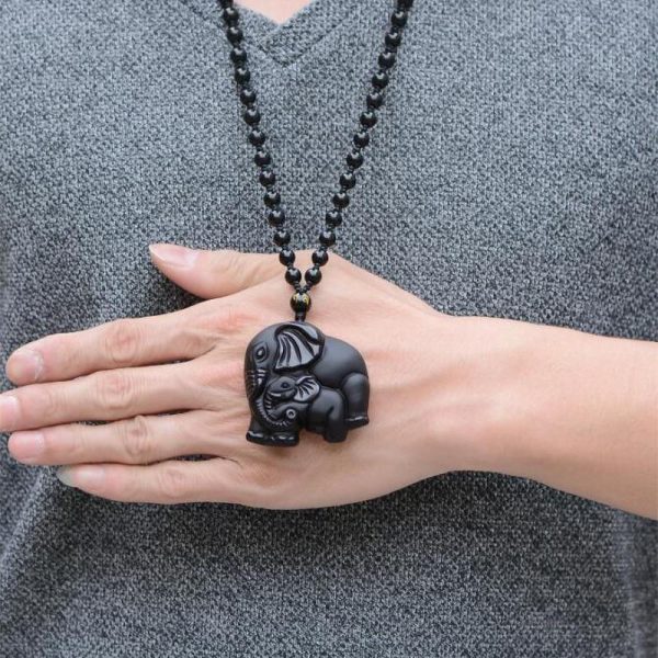 Pendentif "Éléphant" en Obsidienne Noire – Image 4