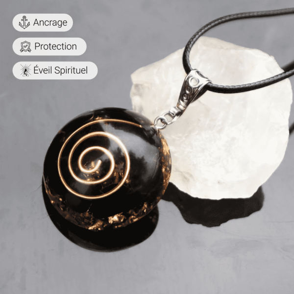 Pendentif Orgonite "Énergies Protectrices" en Obsidienne Noire – Image 2