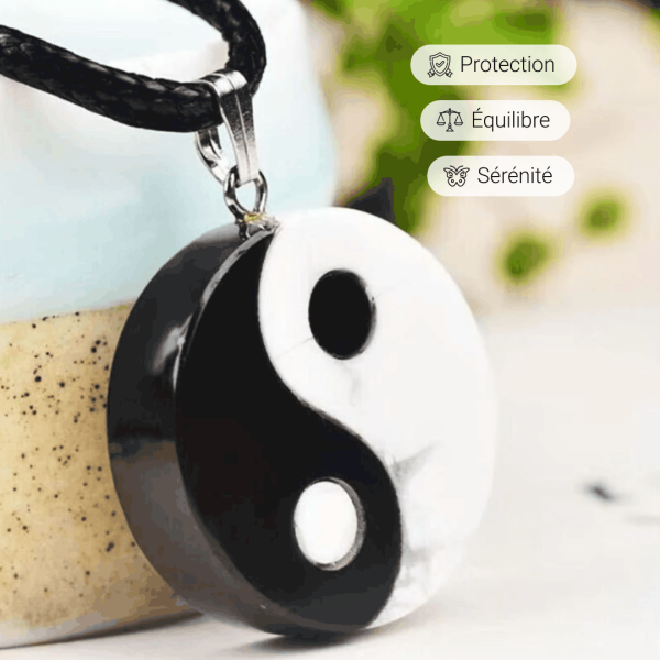 Pendentif "Yin-Yang" en Howlite & Obsidienne Noire – Image 5