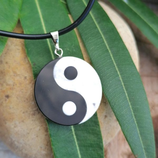 Pendentif "Yin-Yang" en Howlite & Obsidienne Noire – Image 4