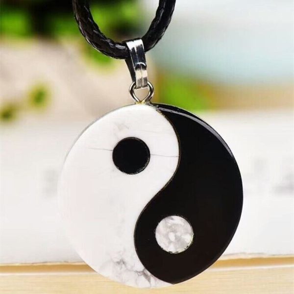 Pendentif "Yin-Yang" en Howlite & Obsidienne Noire – Image 3